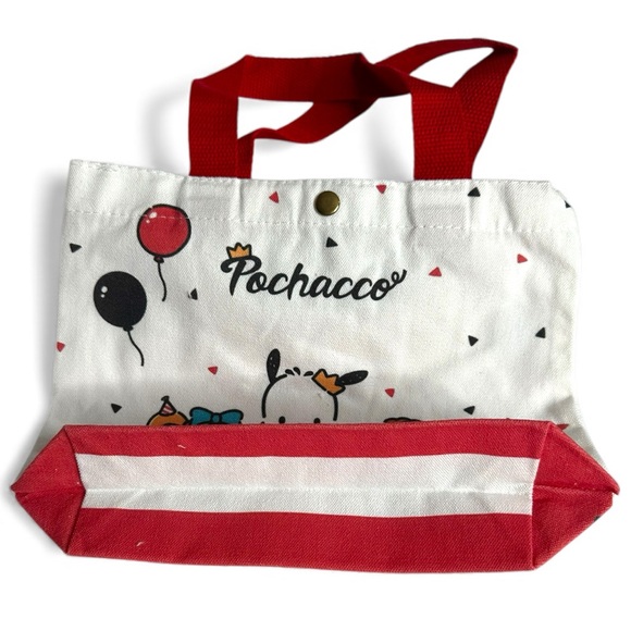 Sanrio Pochacco Canvas Snap Top Tote Bag 11x8.5x4 - Picture 3 of 3